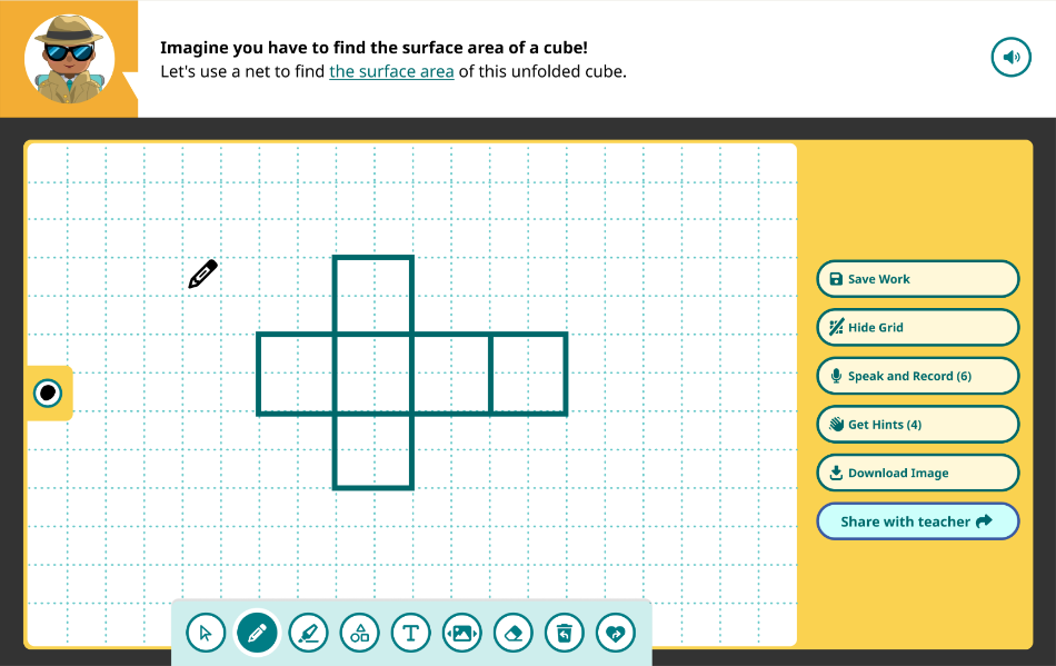 a screenshot of the Drawing Board activity for creating visual representations